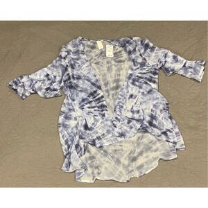 Ady P Large Blue Sleeve Duster Sheer Light New